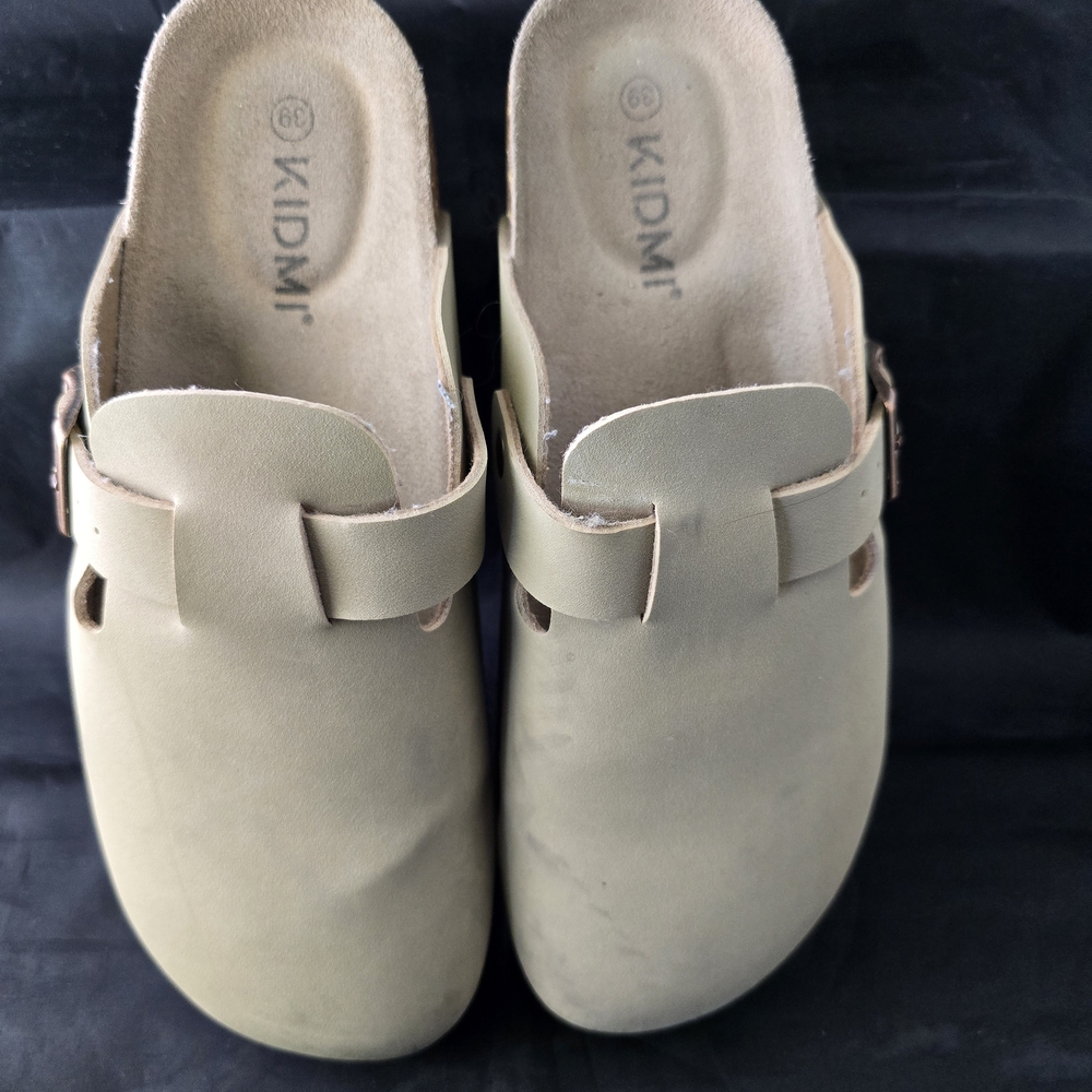 KIDMI Suede Mules Wmns Sz 39 EU 8 US Cork Ortho Footbed Potato Clog Shoes Taupe